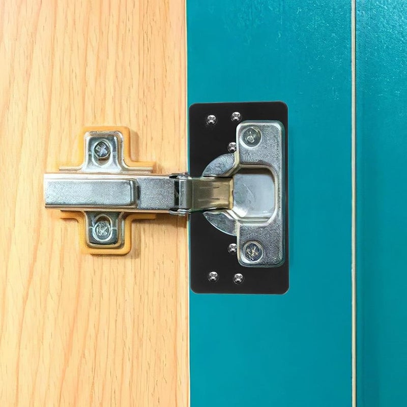 Veemoon Black Stainless Steel Hinge Repair Plate 9x4 7x0 5cm Cabinet Door Installation Kit Furniture Restoration - Image 4